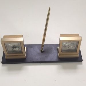 Bulova Desk Clock, Pen and Thermometer